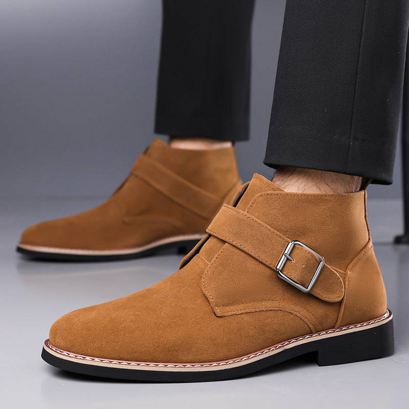 Cesare Men’s Chukka Boots – Suede-Look Monk Strap