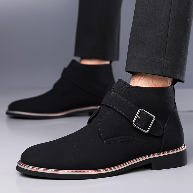 Cesare Men’s Chukka Boots – Suede-Look Monk Strap