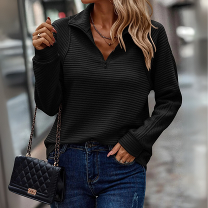 Bria Women's Half-Zip Sweater – Soft Knit Pullover with Relaxed Fit for Casual Layering