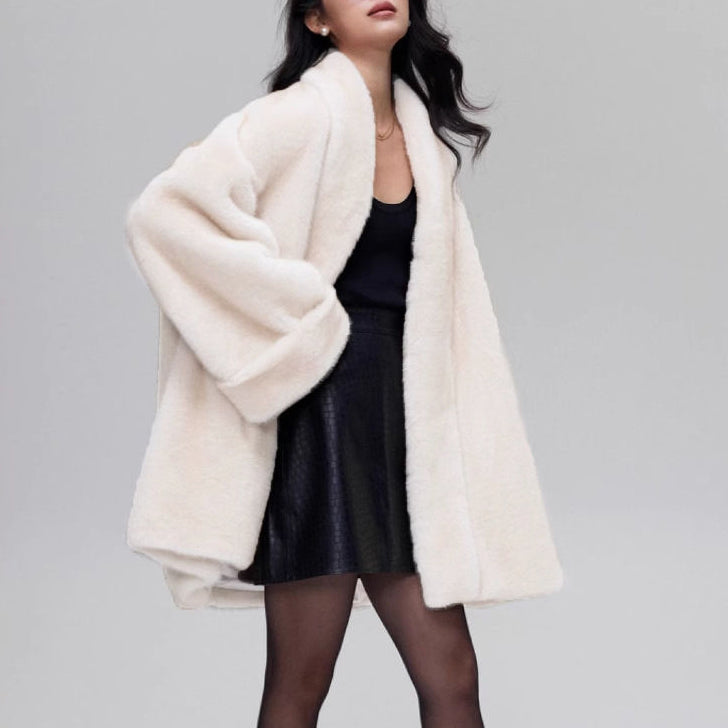 Claudia Faux Fur Coat – Mid-Length Jacket in Soft Mink-Style Fabric