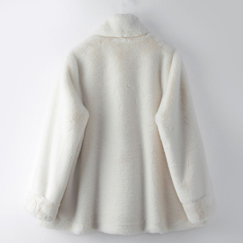 Claudia Faux Fur Coat – Mid-Length Jacket in Soft Mink-Style Fabric