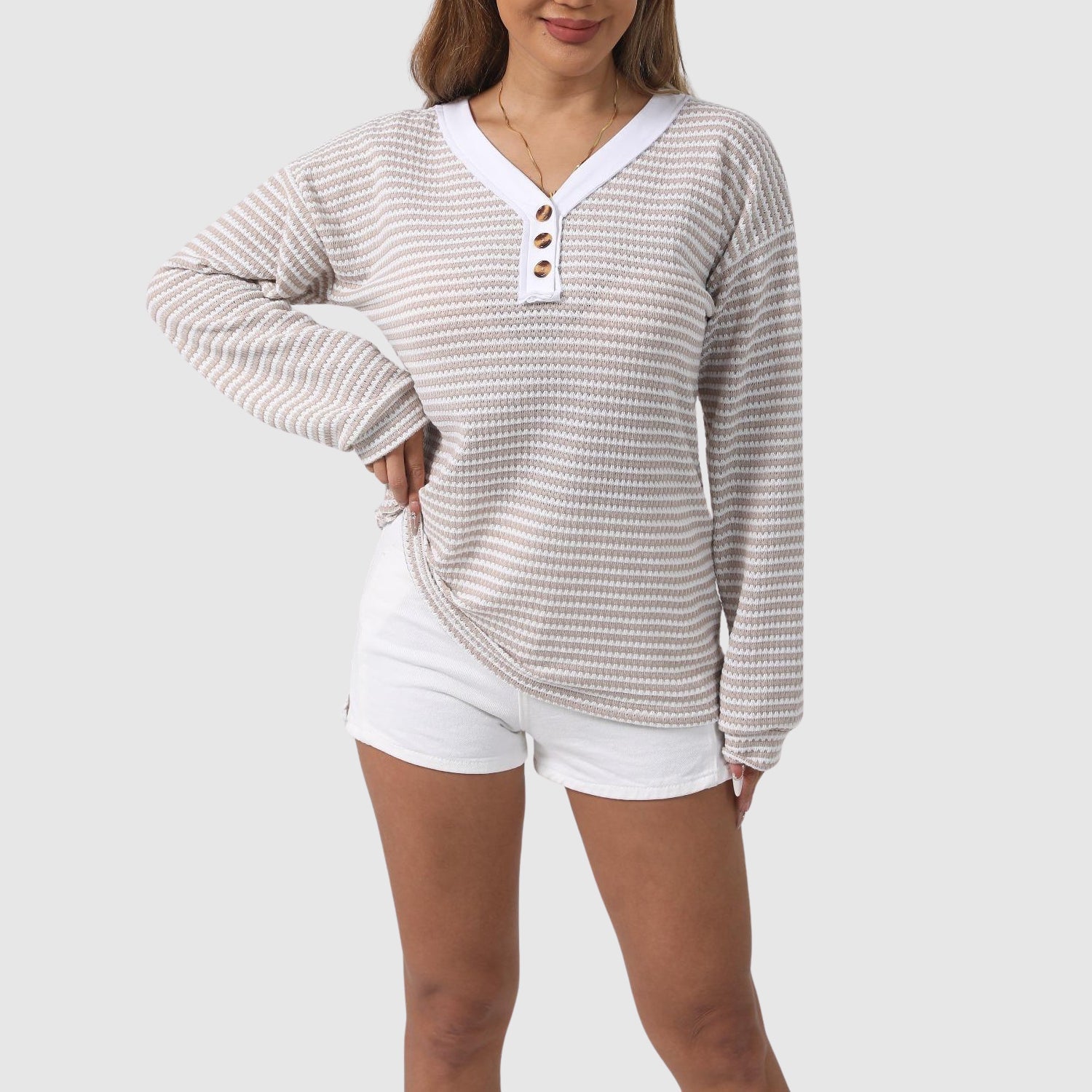 Ridzna Women’s V-Neck Sweater – Colour Block Knit Sweater