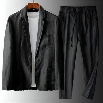Zian Men’s Linen Set – Tailored Blazer & Relaxed Pants for Summer