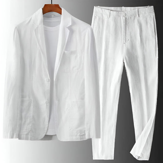 Zian Men’s Linen Set – Tailored Blazer & Relaxed Pants for Summer