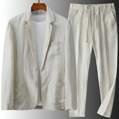 Zian Men’s Linen Set – Tailored Blazer & Relaxed Pants for Summer
