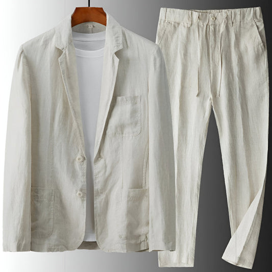 Zian Men’s Linen Set – Tailored Blazer & Relaxed Pants for Summer