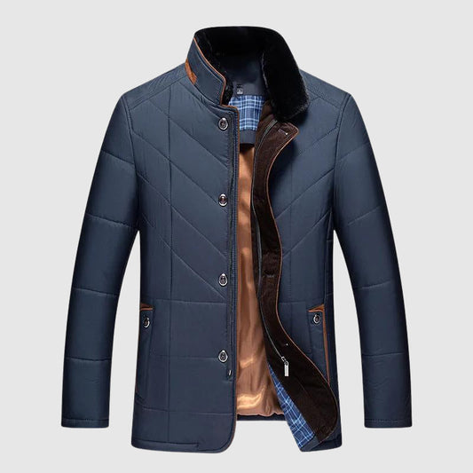 Elliot Men’s Quilted Winter Jacket – Padded Polyester with Fleece-Lined Collar