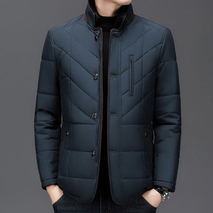 Elliot Men’s Quilted Winter Jacket – Padded Polyester with Fleece-Lined Collar