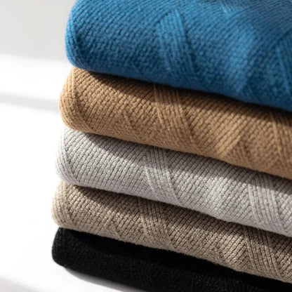Chase Textured Knit Men’s Pullover – Wool Blend Crew Neck with Geometric Pattern