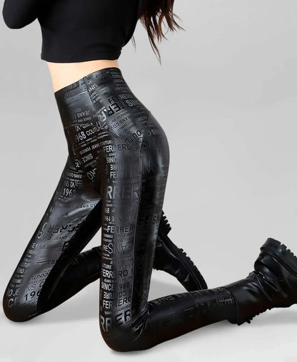 Mila Women’s Faux Leather Leggings – Fleece-Lined High Waist for Winter Comfort