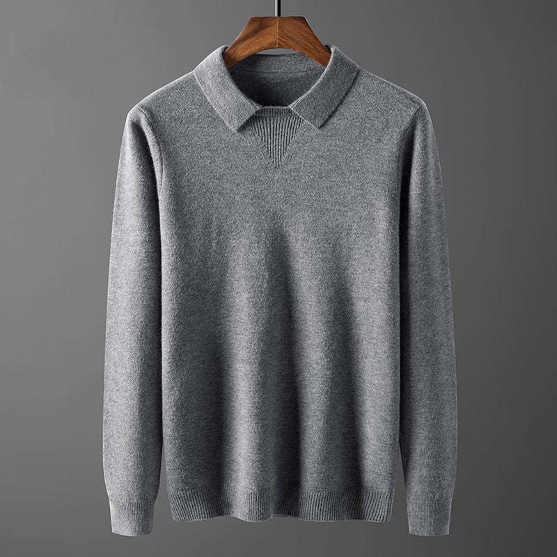 Martin Men’s Polo Sweater – Lightweight Wool Blend with Turn-Down Collar