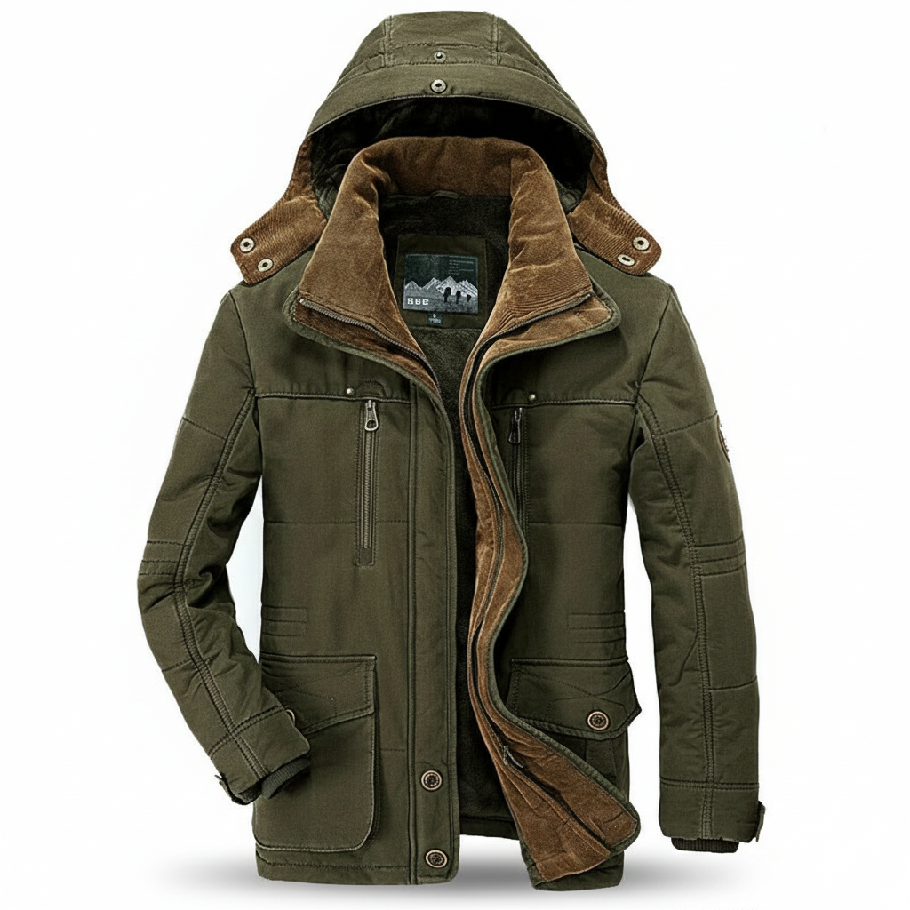 Howard Men’s Winter Jacket – Heavy-Duty Cotton Parka Jacket with Thermal Fleece Lining