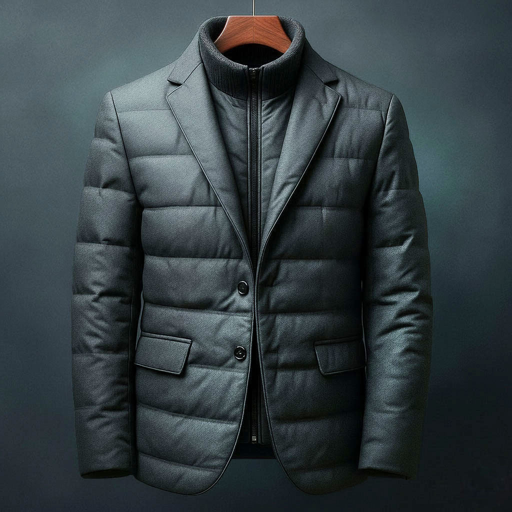 Theodore Men’s Hybrid Quilted Jacket – Padded Windproof Coat with Zip Insert