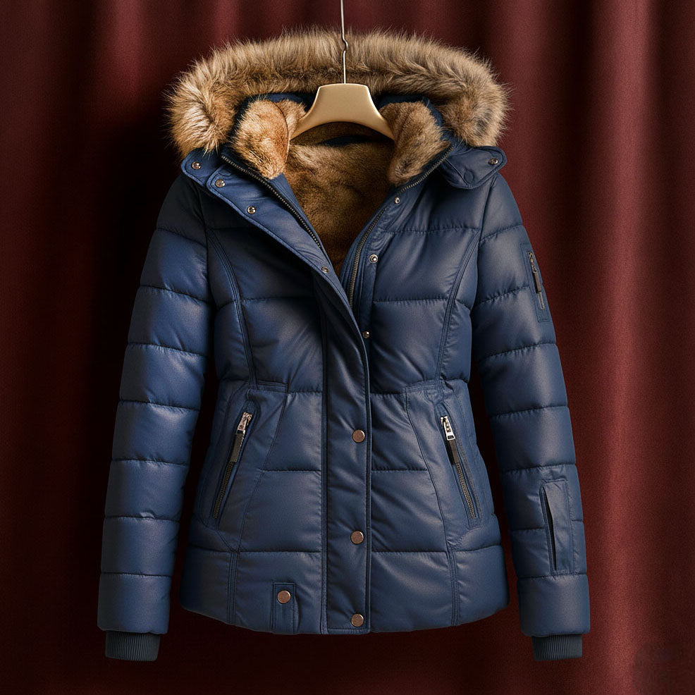 Alessia Women's Padded Winter Jacket – Quilted Insulated Coat with Detachable Hood
