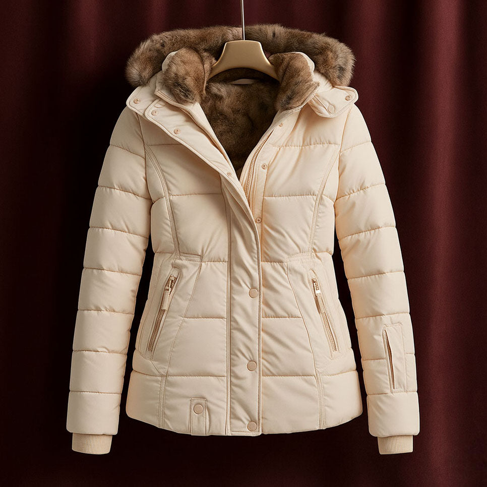 Alessia Women's Padded Winter Jacket – Quilted Insulated Coat with Detachable Hood
