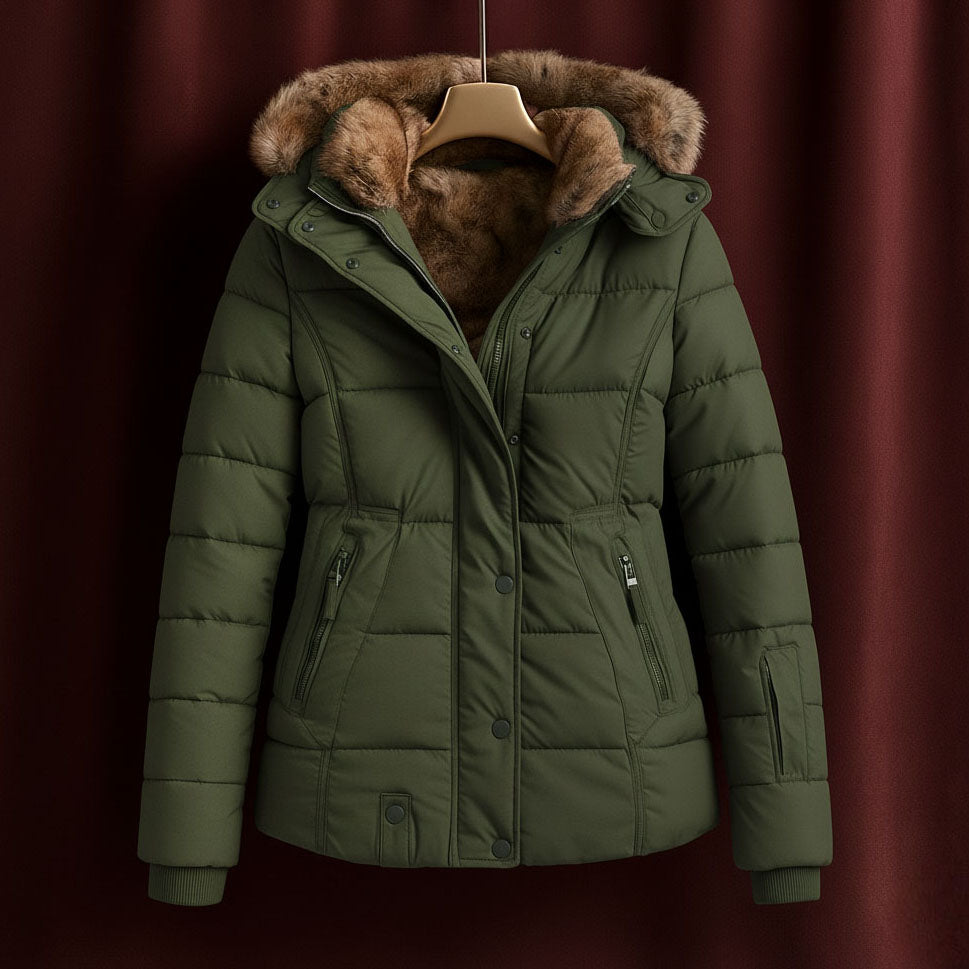 Alessia Women's Padded Winter Jacket – Quilted Insulated Coat with Detachable Hood