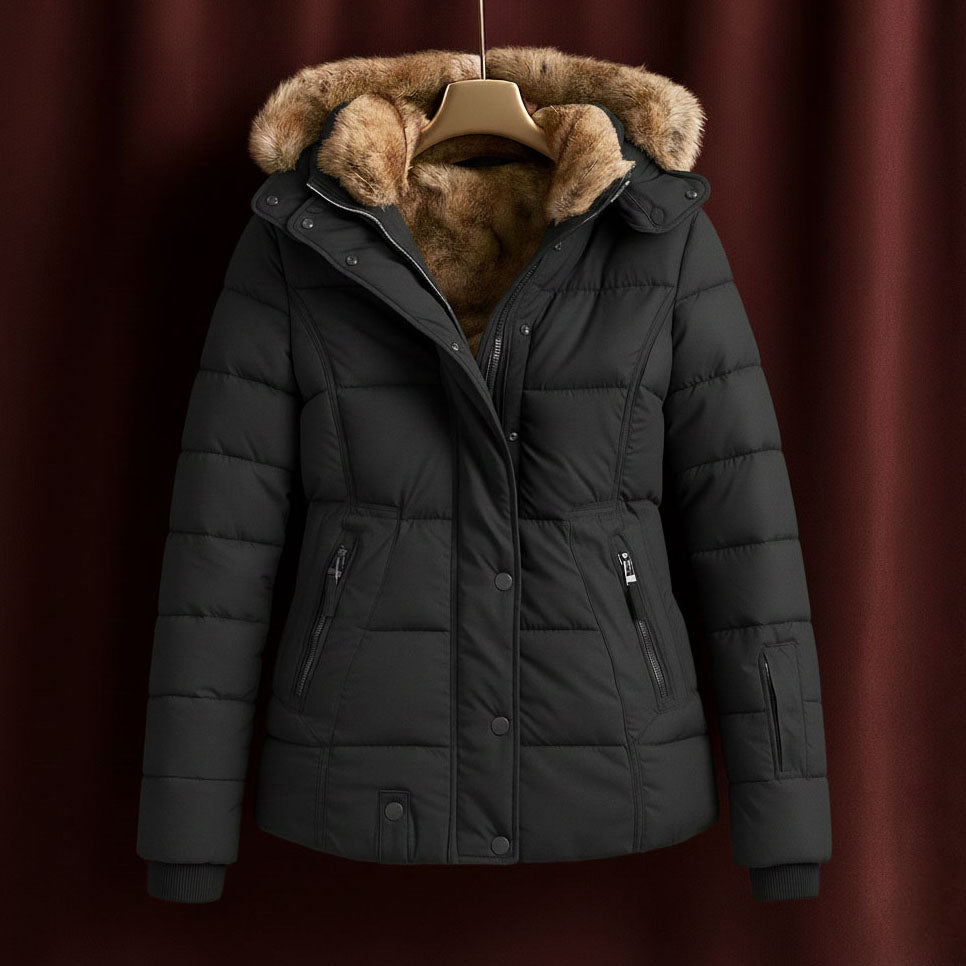 Alessia Women's Padded Winter Jacket – Quilted Insulated Coat with Detachable Hood