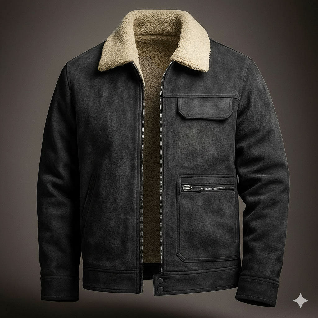Ronald Men’s Shearling Jacket – Suede Leather Exterior