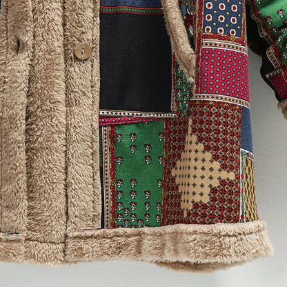 Gianna Wool Blend Patchwork Jacket – Relaxed Fit Women’s Winter Coat with Hood