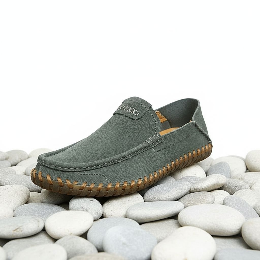 Luciano Men's Suede Loafers – Hand-Stitched Leather Slip-Ons