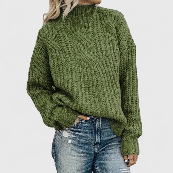 Elara Women’s Cable Knit Sweater – Soft Cotton Relaxed Fit Pullover