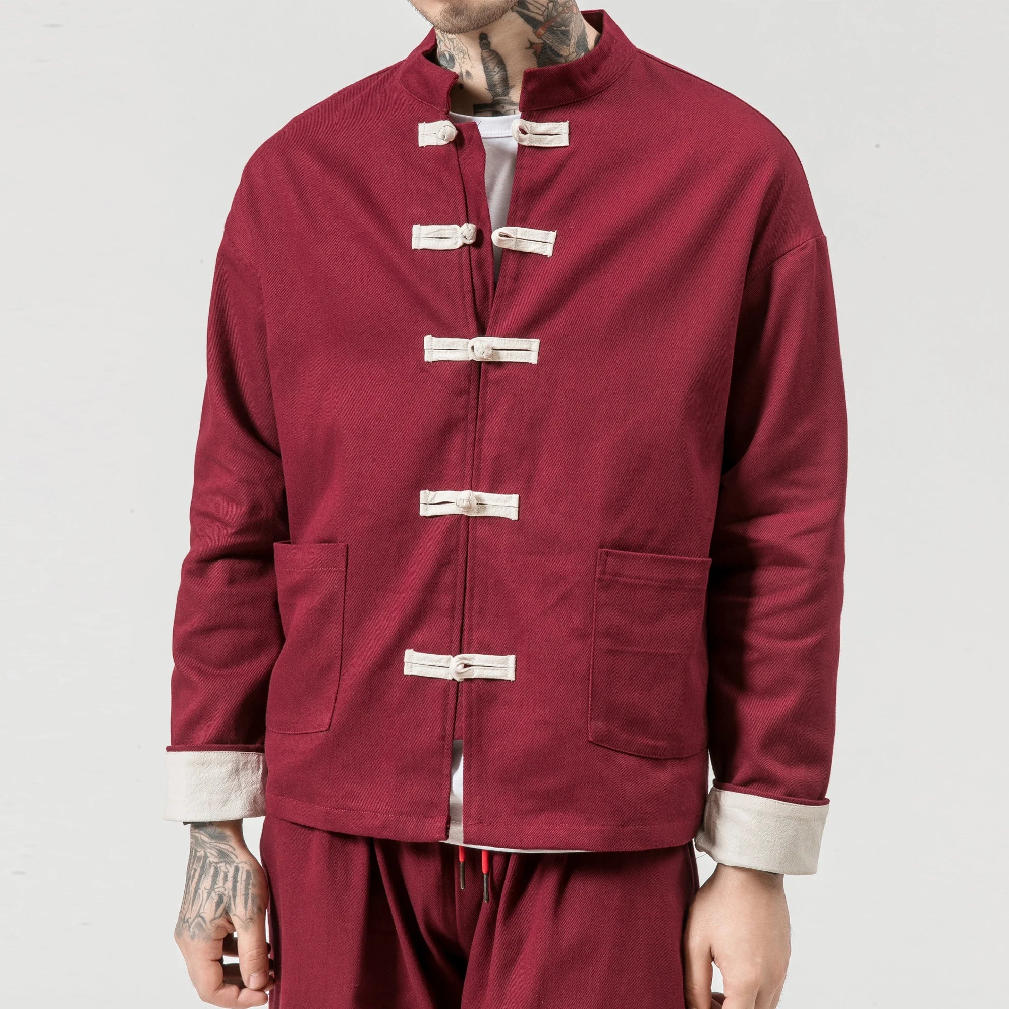 Kai Men’s Cotton Jacket – Lightweight Knot-Button Street Jacket