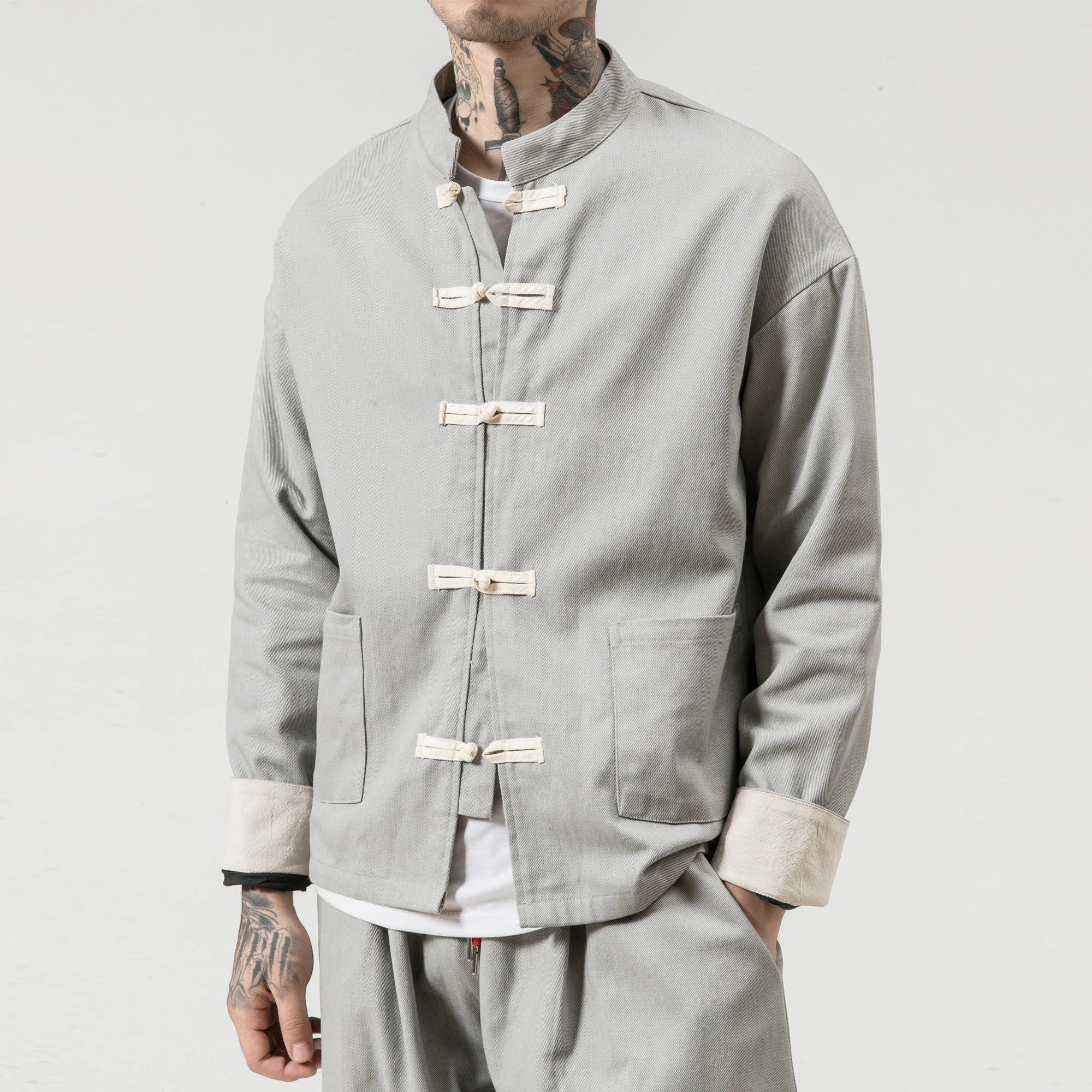Kai Men’s Cotton Jacket – Lightweight Knot-Button Street Jacket