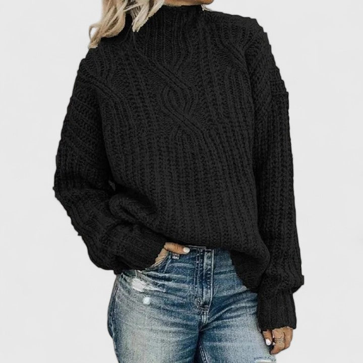 Elara Women’s Cable Knit Sweater – Soft Cotton Relaxed Fit Pullover