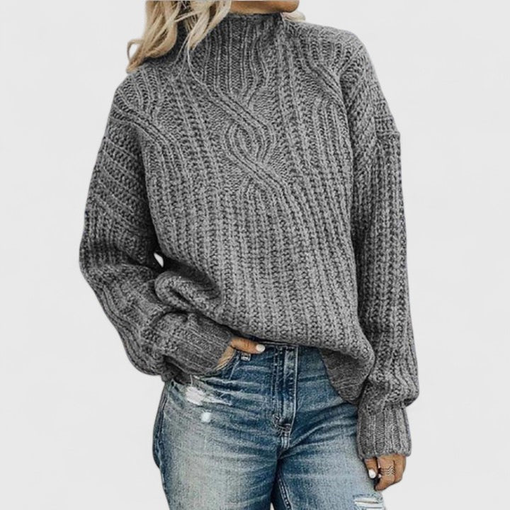 Elara Women’s Cable Knit Sweater – Soft Cotton Relaxed Fit Pullover