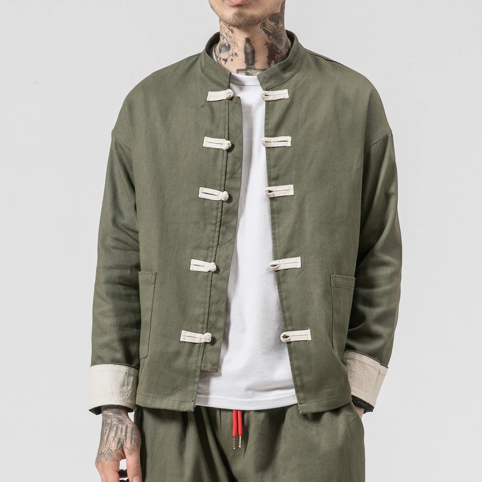 Kai Men’s Cotton Jacket – Lightweight Knot-Button Street Jacket