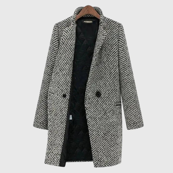 Dina Women’s Wool Coat – Long Wool Blend Double-Breasted Jacket
