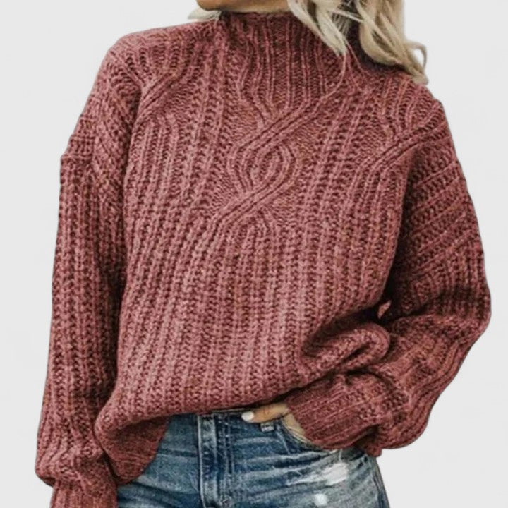 Elara Women’s Cable Knit Sweater – Soft Cotton Relaxed Fit Pullover