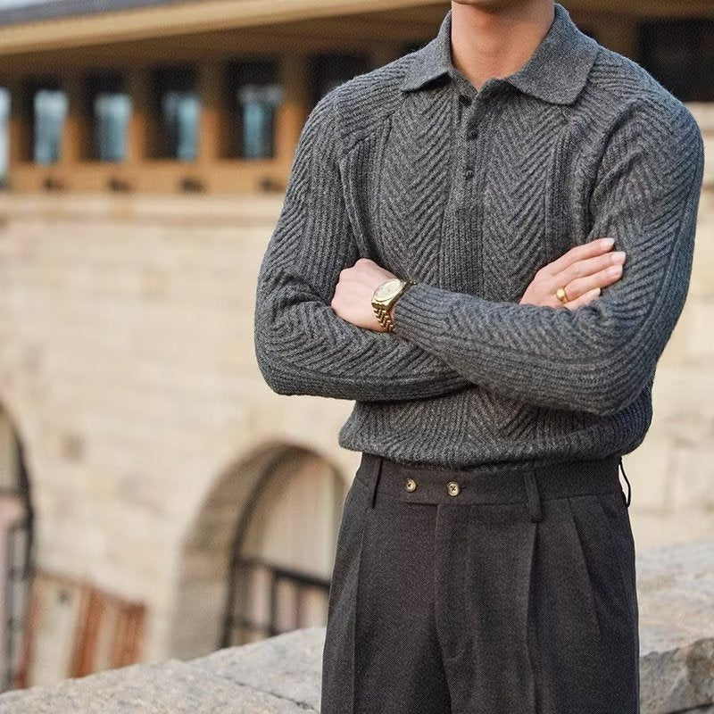 Grayson Men's Cashmere Sweater – Soft Polo Collar Knit
