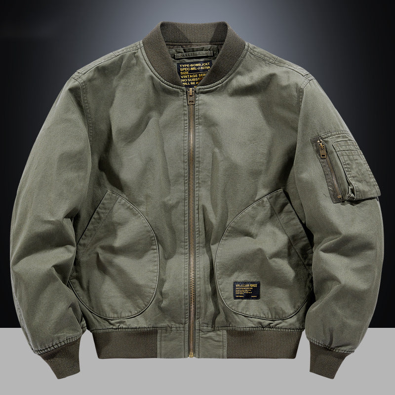Ethan Men's Bomber Jacket – Ribbed Zip-Up Jacket with Utility Pocket