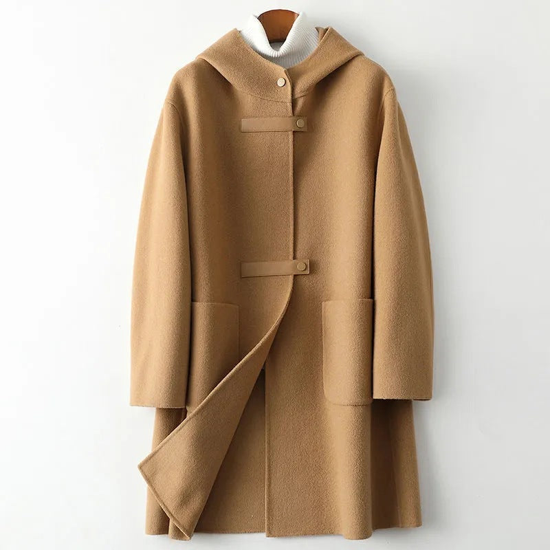 Marlene Women’s Wool Blazer – Hooded Relaxed Fit Coat