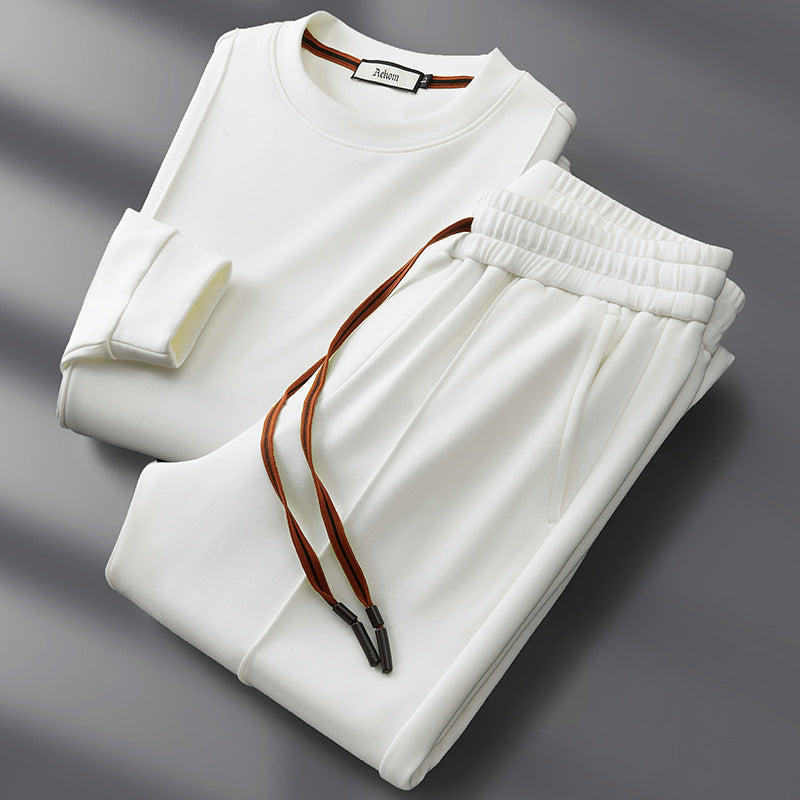 Jiro Men’s Lounge Set – Cotton Silk Crewneck Sweatshirt & Straight-Leg Pants