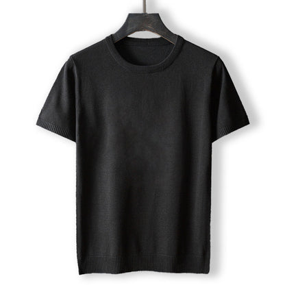Gabriel Men’s Knit T-Shirt – Mercerised Cotton Blend with Ribbed Crewneck