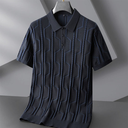 Marco Men’s Jacquard Polo Shirt – Viscose Cotton Blend with Relaxed Fit