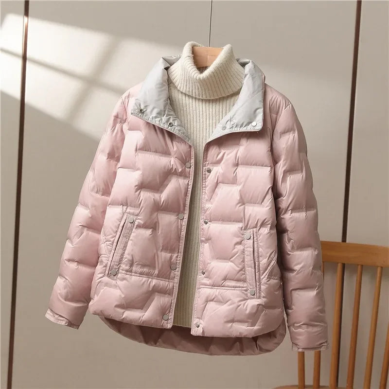 Kyle Women’s Quilted Down Jacket – High Collar Lightweight Winter Coat