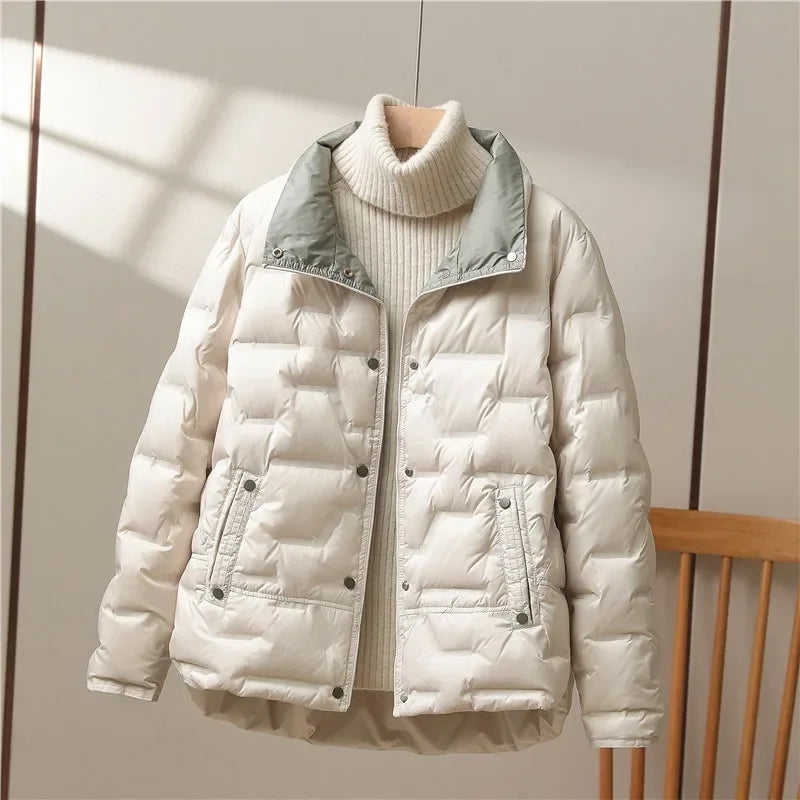 Kyle Women’s Quilted Down Jacket – High Collar Lightweight Winter Coat
