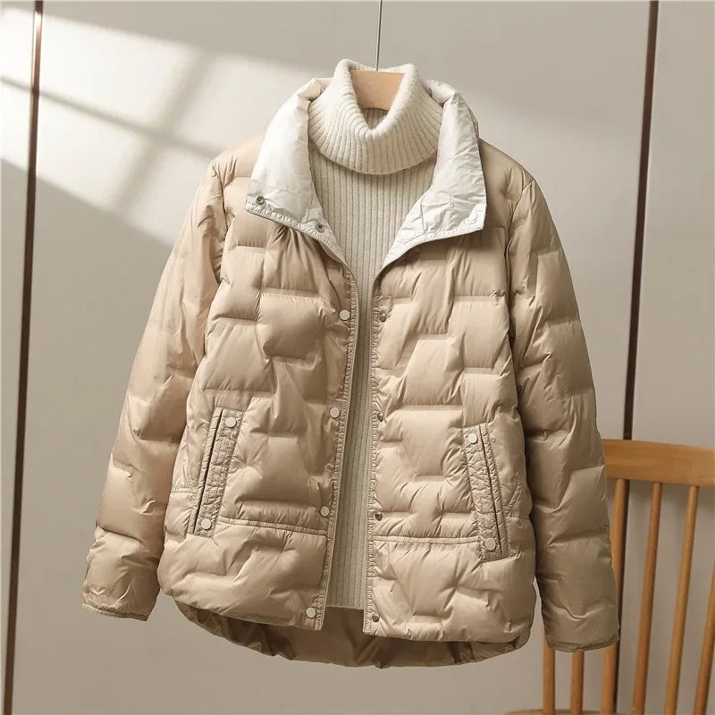 Kyle Women’s Quilted Down Jacket – High Collar Lightweight Winter Coat
