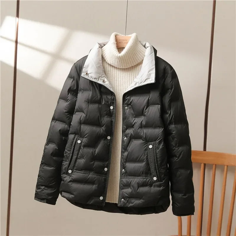 Kyle Women’s Quilted Down Jacket – High Collar Lightweight Winter Coat