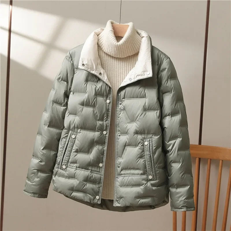 Kyle Women’s Quilted Down Jacket – High Collar Lightweight Winter Coat