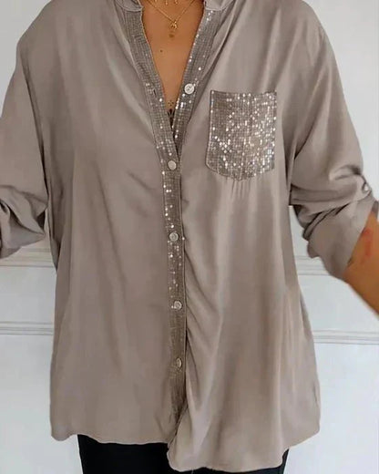 Beatrice Women's Sequin Blouse – Cotton with Relaxed Chic Fit