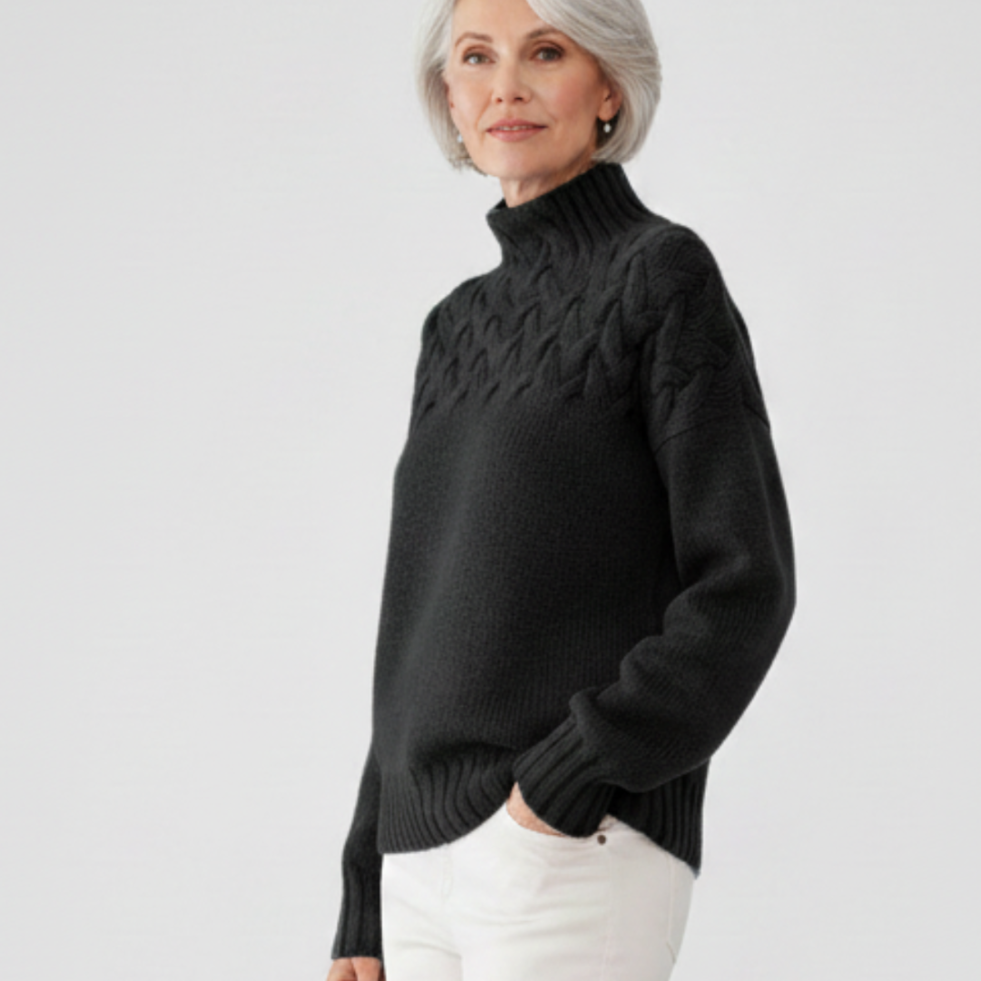Moana Women’s Turtleneck Jumper – Soft Textured Knit High-Neck Sweater
