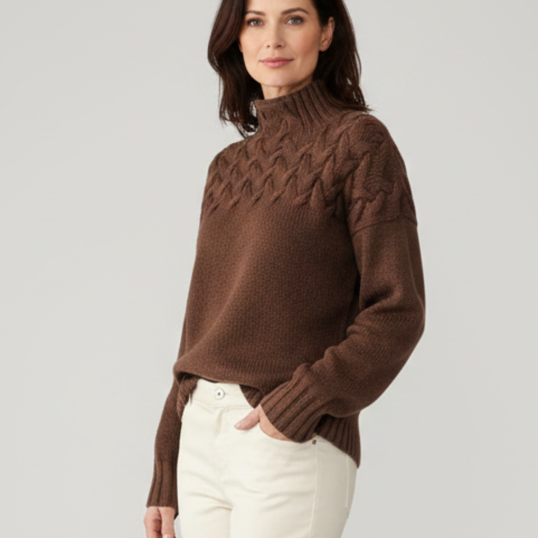Moana Women’s Turtleneck Jumper – Soft Textured Knit High-Neck Sweater