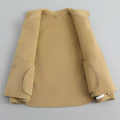 Elise Pearl Button Trench Coat – Soft Cotton Blend Women’s Coat with Distinctive Collar