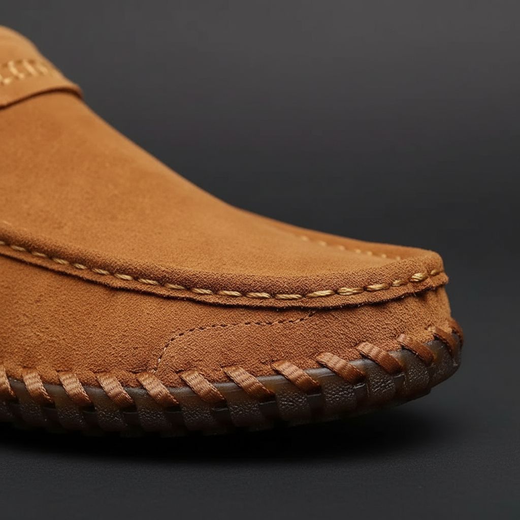Luciano Men's Suede Loafers – Hand-Stitched Leather Slip-Ons
