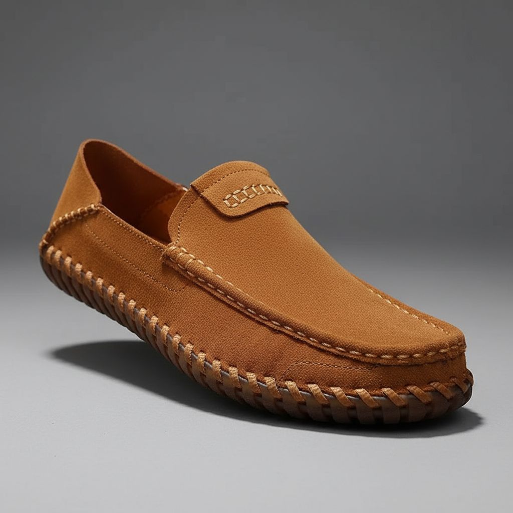 Luciano Men's Suede Loafers – Hand-Stitched Leather Slip-Ons
