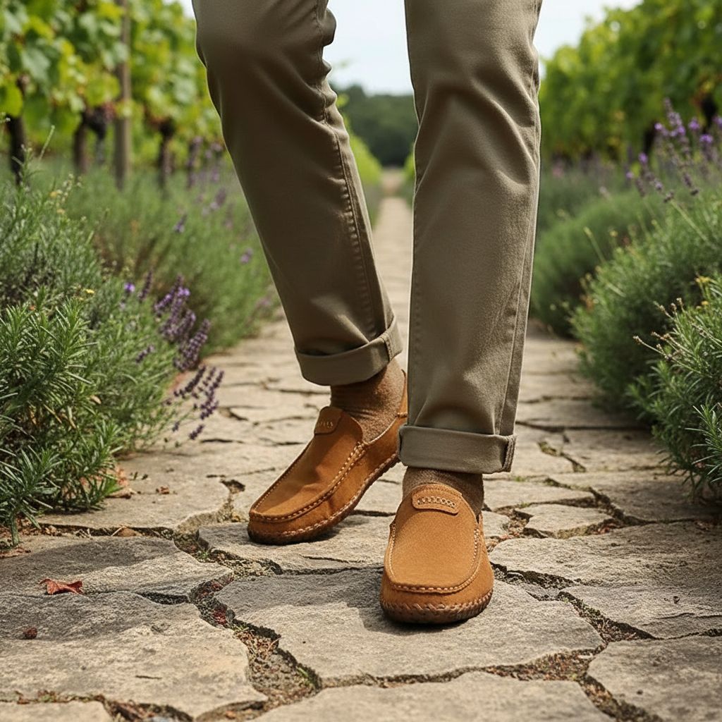 Luciano Men's Suede Loafers – Hand-Stitched Leather Slip-Ons